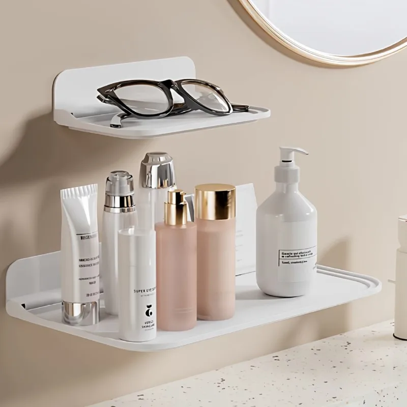 1pc Foldable Wall-mounted Shelf, For Bathroom, Toilet, Kitchen, Bedside, No Drilling Phone Storage, Wifi Router Storage