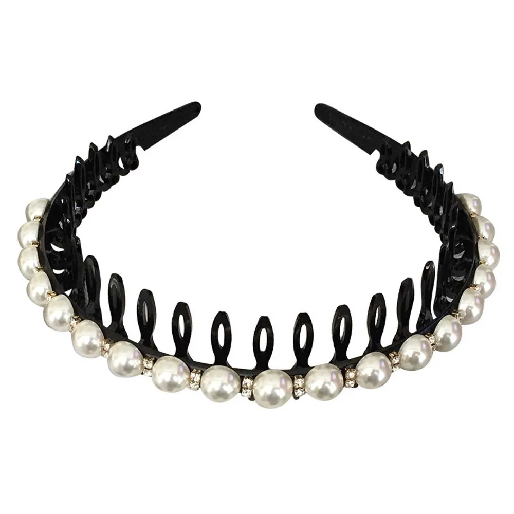 

Temperament Girls Toothed Rhinestone Non-slip Korean Wash Face Hair Hoop Hair Accessories Pearl Headband Hair Band