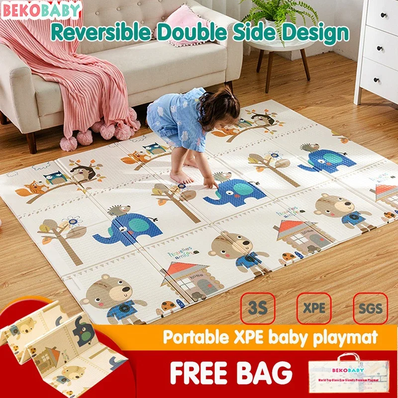 200*180cm Baby Playmat Faltbare XPE Spielen Matte Kind Weiche Boden Matte Kindergarten Cartoon Aktivität Spiel Pad doppel Oberfläche Baby Teppich