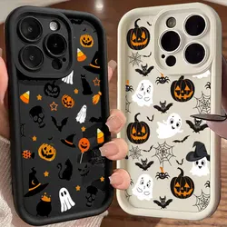 Phone Case for iPhone 16 Cases iPhone 15 14 13 12 Mini 11 Pro Max 16 Plus X XS 15Pro Shockproof Back Cover Happy Halloween Ghost