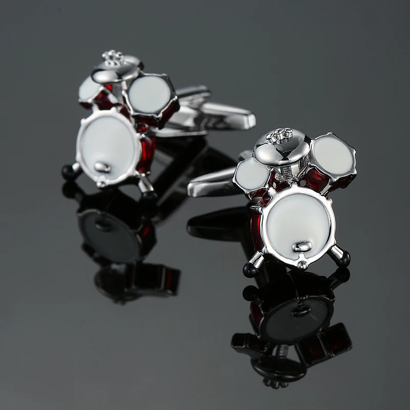 Men's French shirt cufflinks copper material fashion music equipment red drum set cufflinks fashion jewelry wholesale