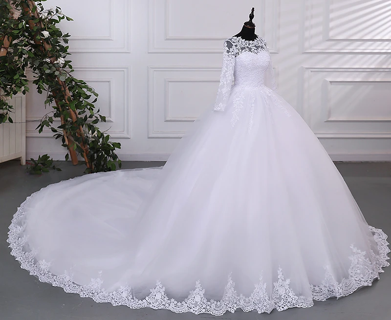 Long Sleeve Wedding Dresses Cheap Wedding Dress Pure White Wedding Dresses With Train Customized Brides Party Dress 2025 New