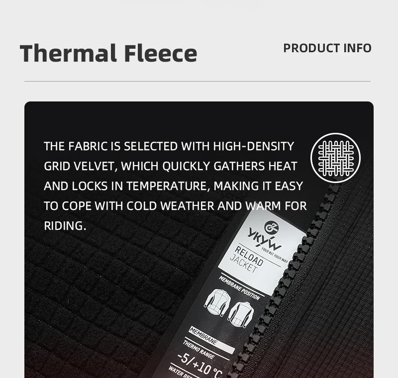 YKYWBIKE Herren-Fahrradjacke, wasserdicht, winddicht, Rennrad-Oberteile, Winter 0 ° C Thermal Fleece Fahrradtrikot Fahrradbekleidung – Detail 6