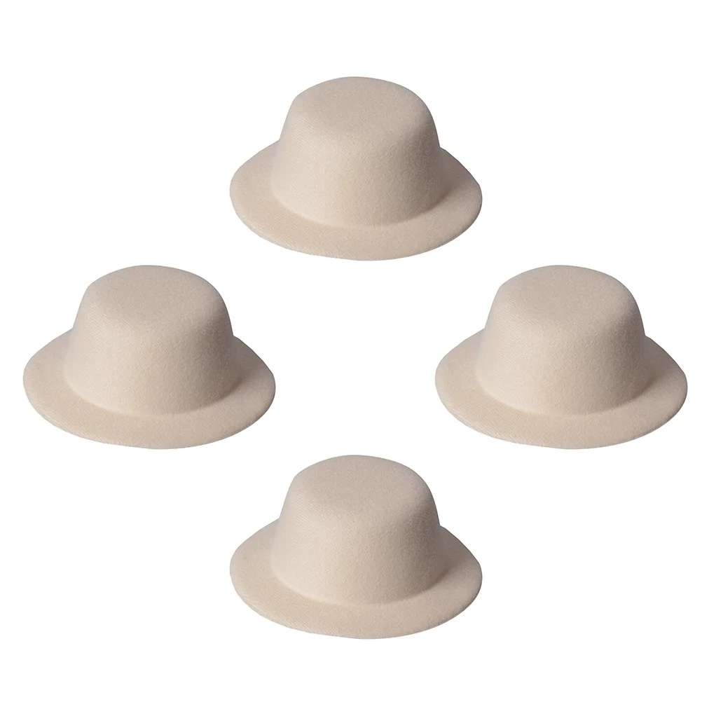 

4 Pcs Small Top Hats Embroidered Hair Clip Barrettes Craft Women Caps Decorative Mini Round Accessories Light Material