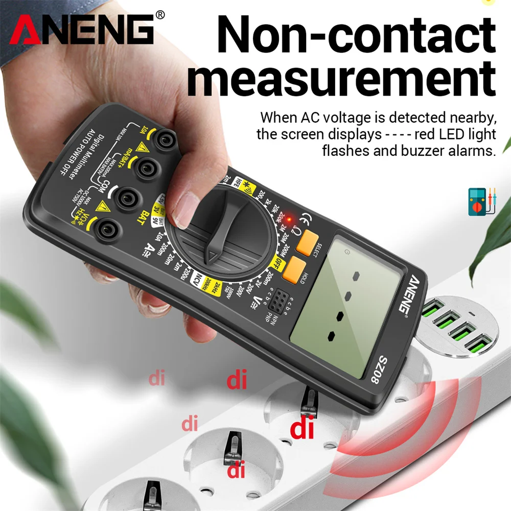 ANENG SZ08 Professional Digital Multimeter  Ultra-thin Storage Meter Auto Voltmeter AC DC 220V Resistance Handhold Testers