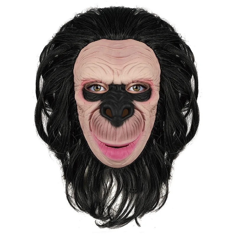 Realistische Affen-Halloween-Maske für Erwachsene – Latex-Gesichtsmaske mit angenähtem Fell – Kostüm- und Requisiten-Accessoire – Detail 1