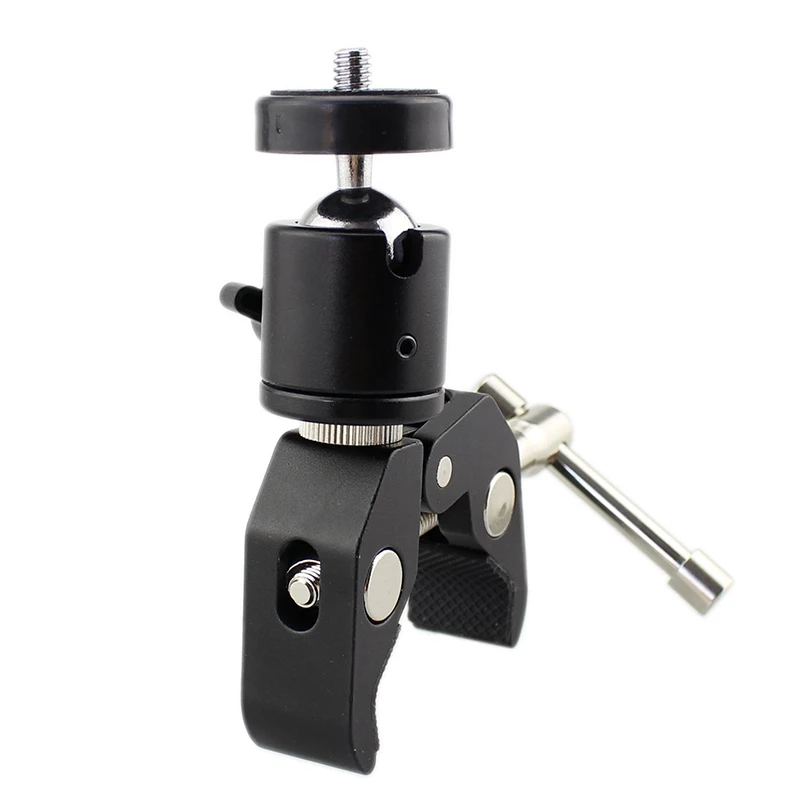 A99E-DSLR Ball Head Shoe Mount Camera Ball Mount Clamp 1/4 Inch -20 Tripod Head Hot Shoe Adapter And Cool Super Clamp