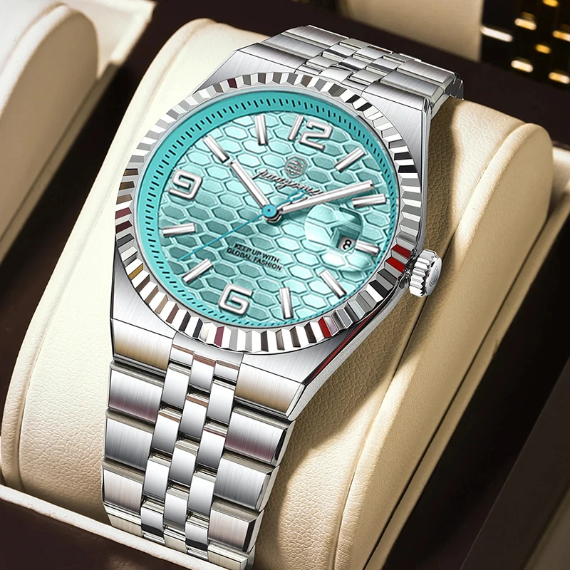 

PAAZOMU High Quality Original Men Clock Waterproof Luminous Date Luxury Man Watch Stainless Steel Quartz Men's Watches Male+Box