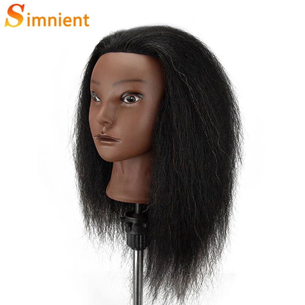 Afro Mannequin Hoofden voor Vlechten Maniquí Haar Poppen Echte Menselijke Training Kapper Model Natuurlijke vrouwen Kappers Kit Pruiken