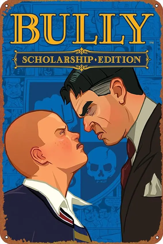 

Игровой постер Bully, жестяной знак для видеоигр, винтажный стиль, металлический знак 8x12 дюймов