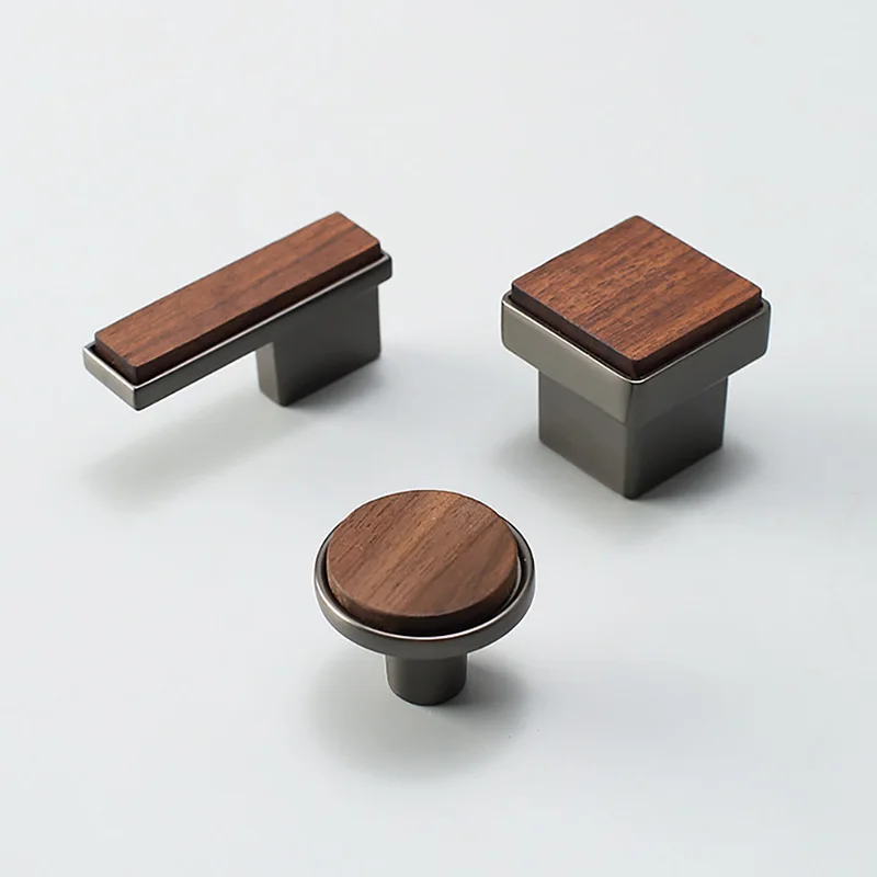 Walnut Drawer Wardrobe Door Handle New Chinese Style Cabinet Solid Wood Cabinet Door Handle High-end Shoe Cabinet Small Handle