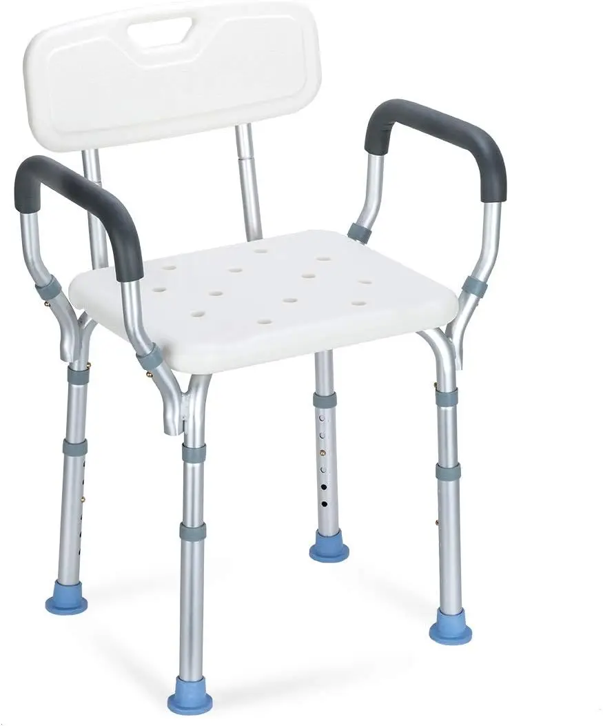 Heavy Duty Shower Chair with Back, Bathtub Chair, Arms for Handicap, Disabled, Adjustable Medical Bath Seat Handles