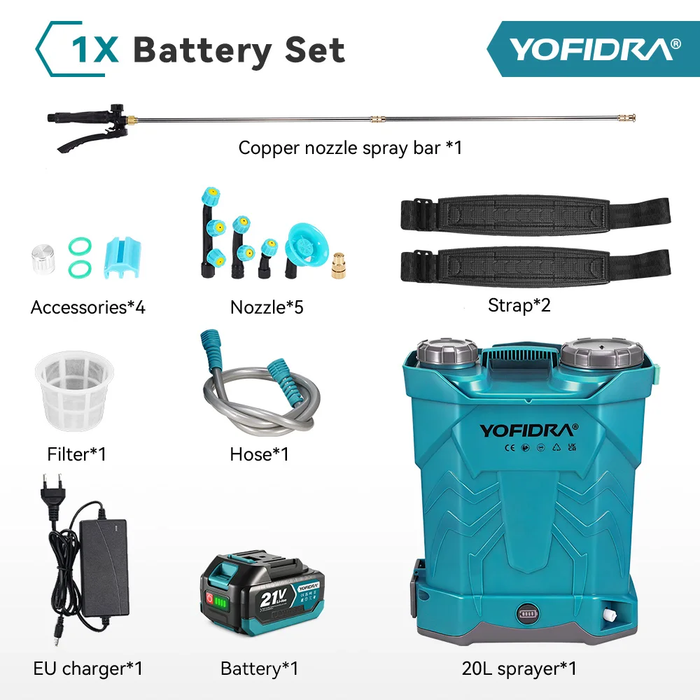 YOFIDRA Electric Sprayer 20L High Capacity Yard Lawn Spraying
