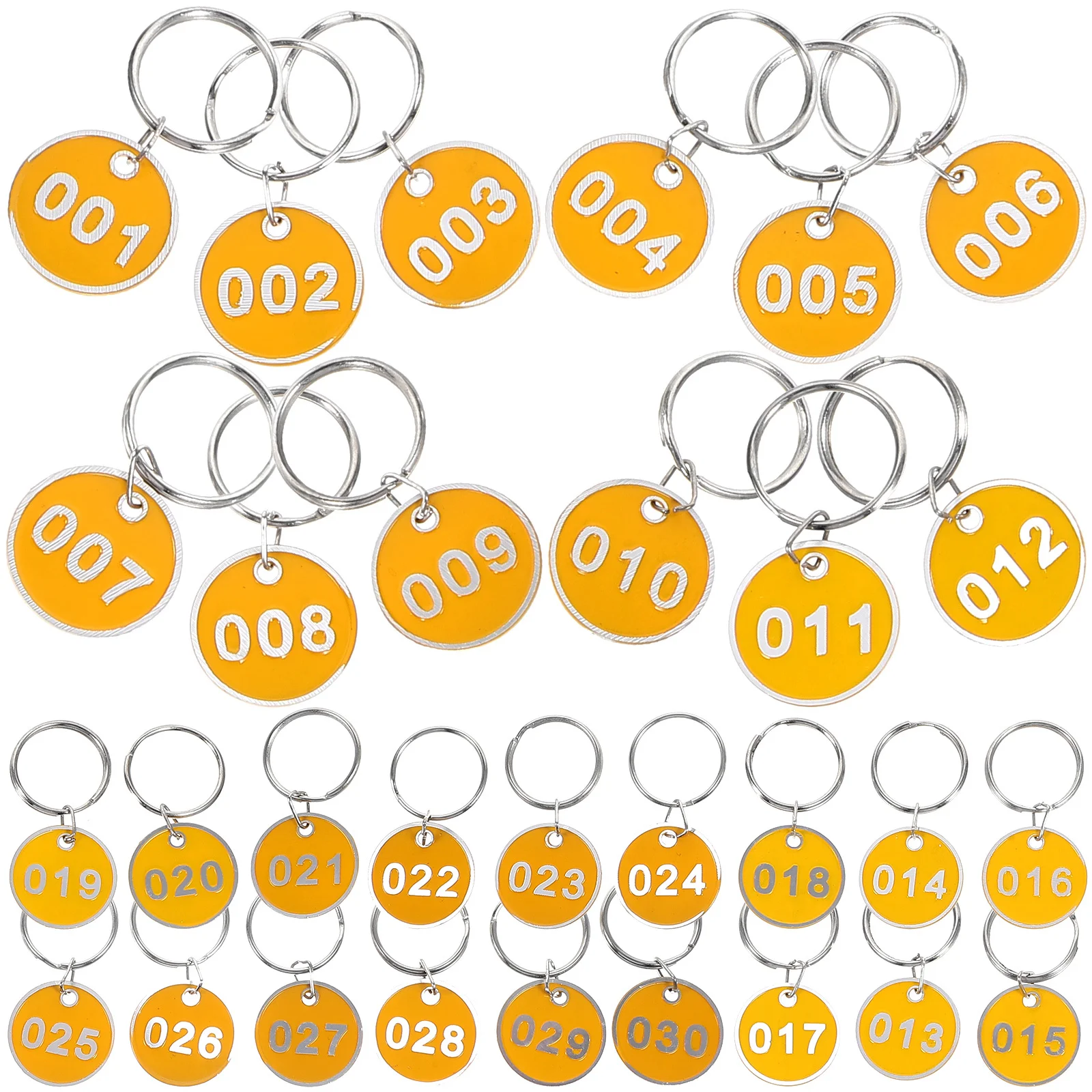 30 Stück runde Nummernschilder, Schlüsselanhänger mit Ringen, langlebige Markierungsetiketten für Restaurants, Häuser, Identifikation, Schlüsselanhänger, Schlüsseletiketten