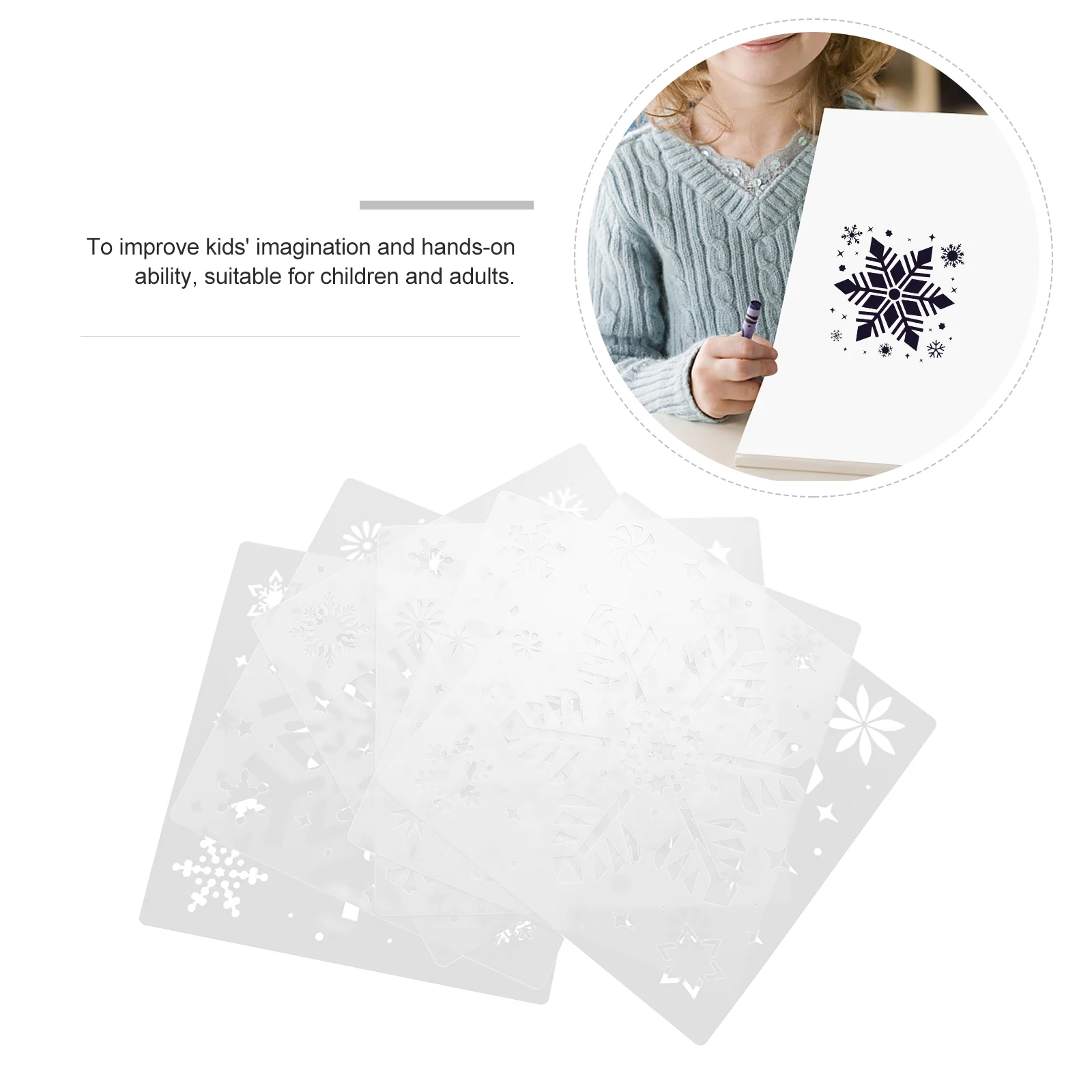 6 Pcs DIY Snowflake Template Painting Drawing Molds Pp Christmas Hollow Templates