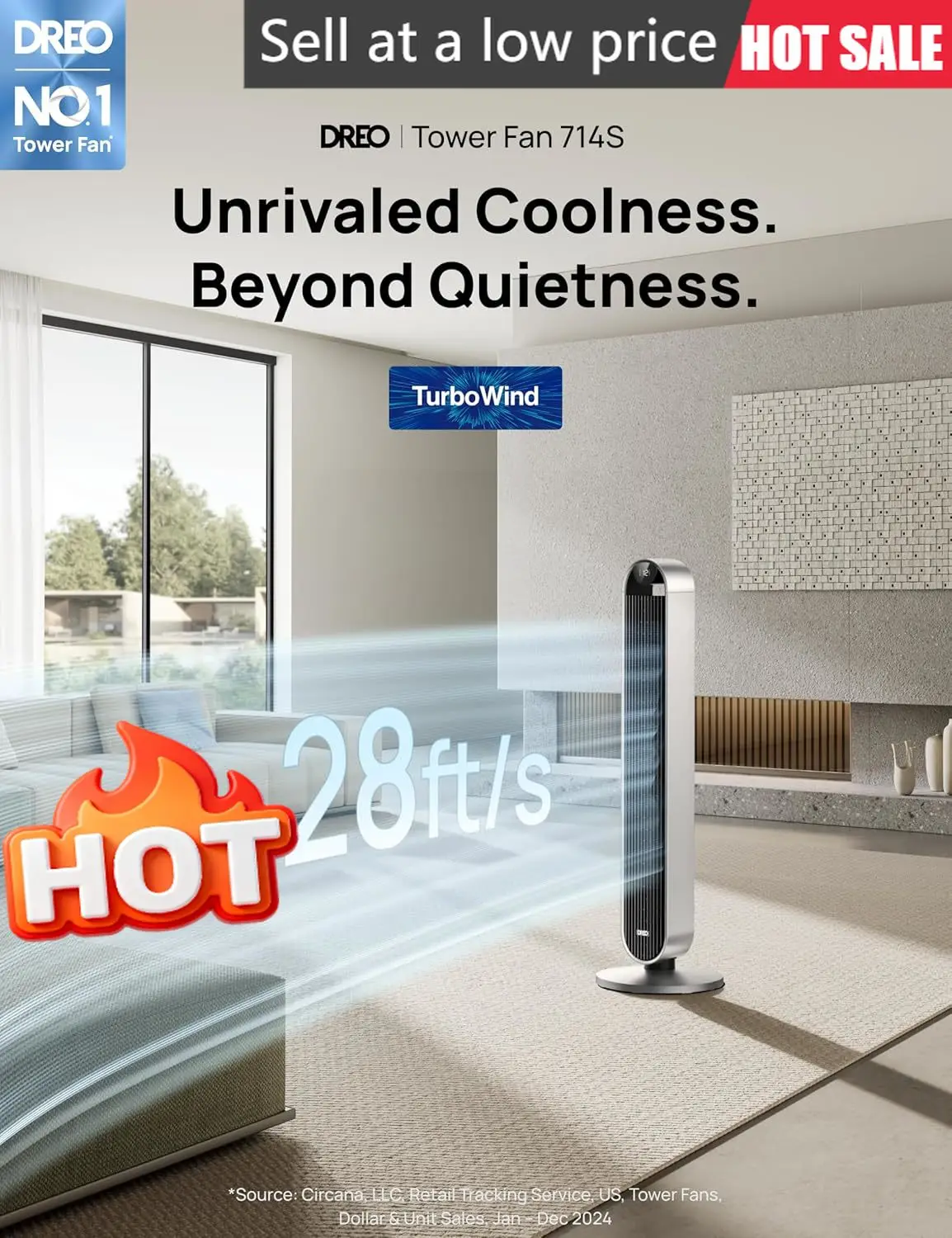 

42-дюймовый напольный вентилятор с осцилляцией на 120 градусов, тихий двигатель постоянного тока, скорость 28 футов/секунду, 12 скоростей, 4 режима, 12-часовой таймер