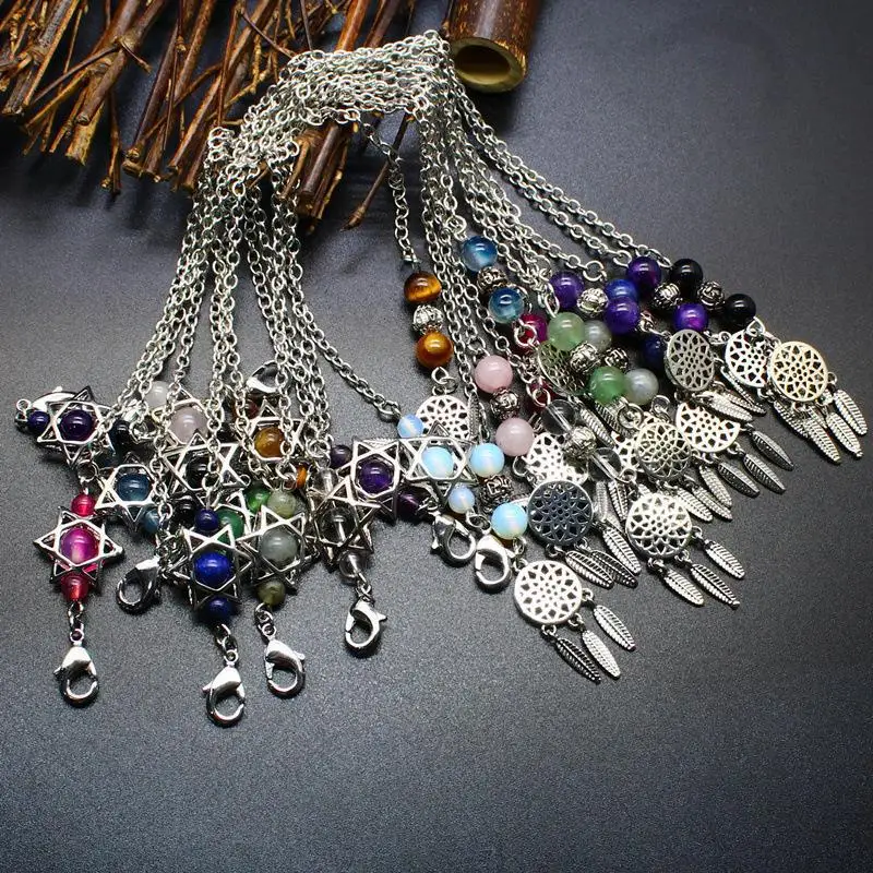 Crystal jewelry ins wind capture dream net spirit swing chain pentagram purple agate swing chain