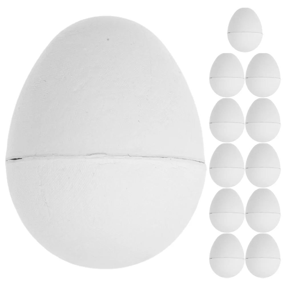 

12 Pcs Easter Paper Mache Eggs Unpainted Decoration Filler Ornament Match Decorative Game