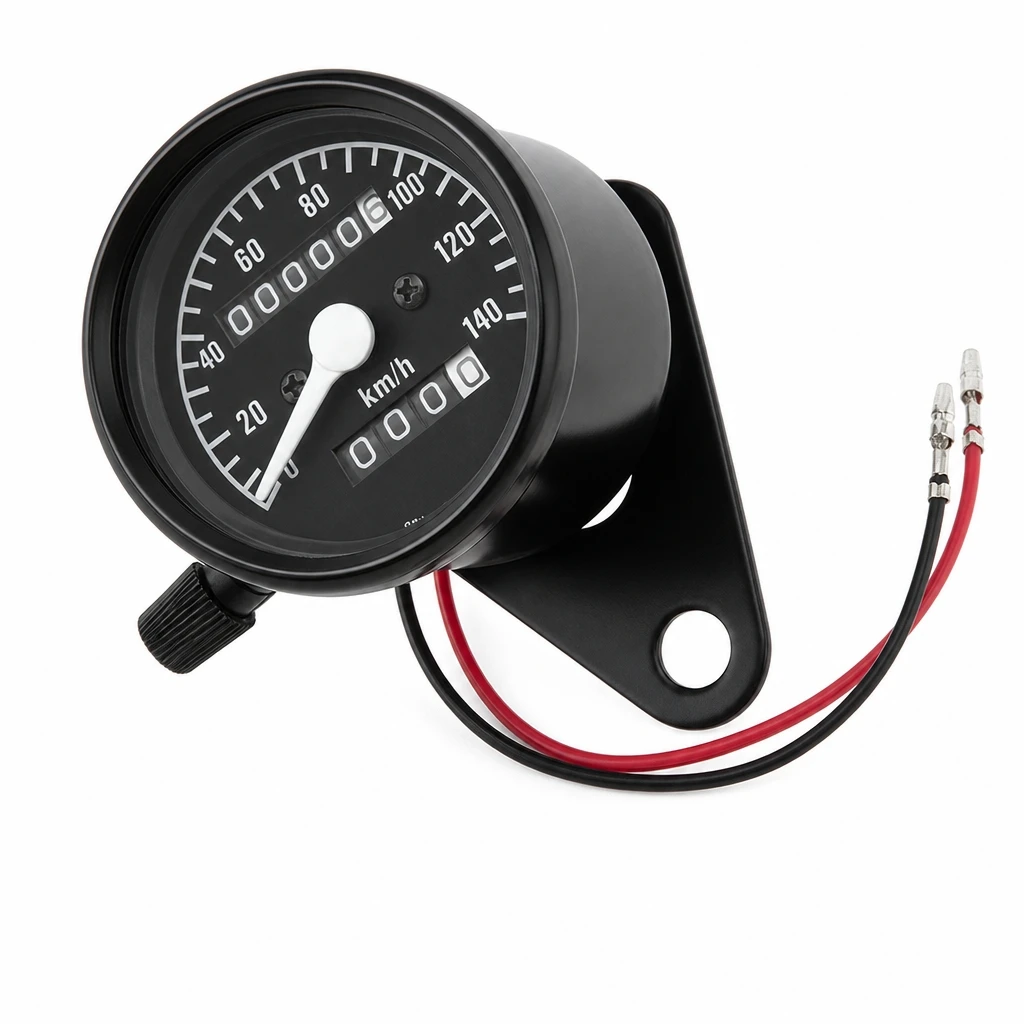 DC12V Mechanical Retro Motorcycle Speedometer Dual Odometer Black Metal Case For CG125 Retro Modified Motorcycles