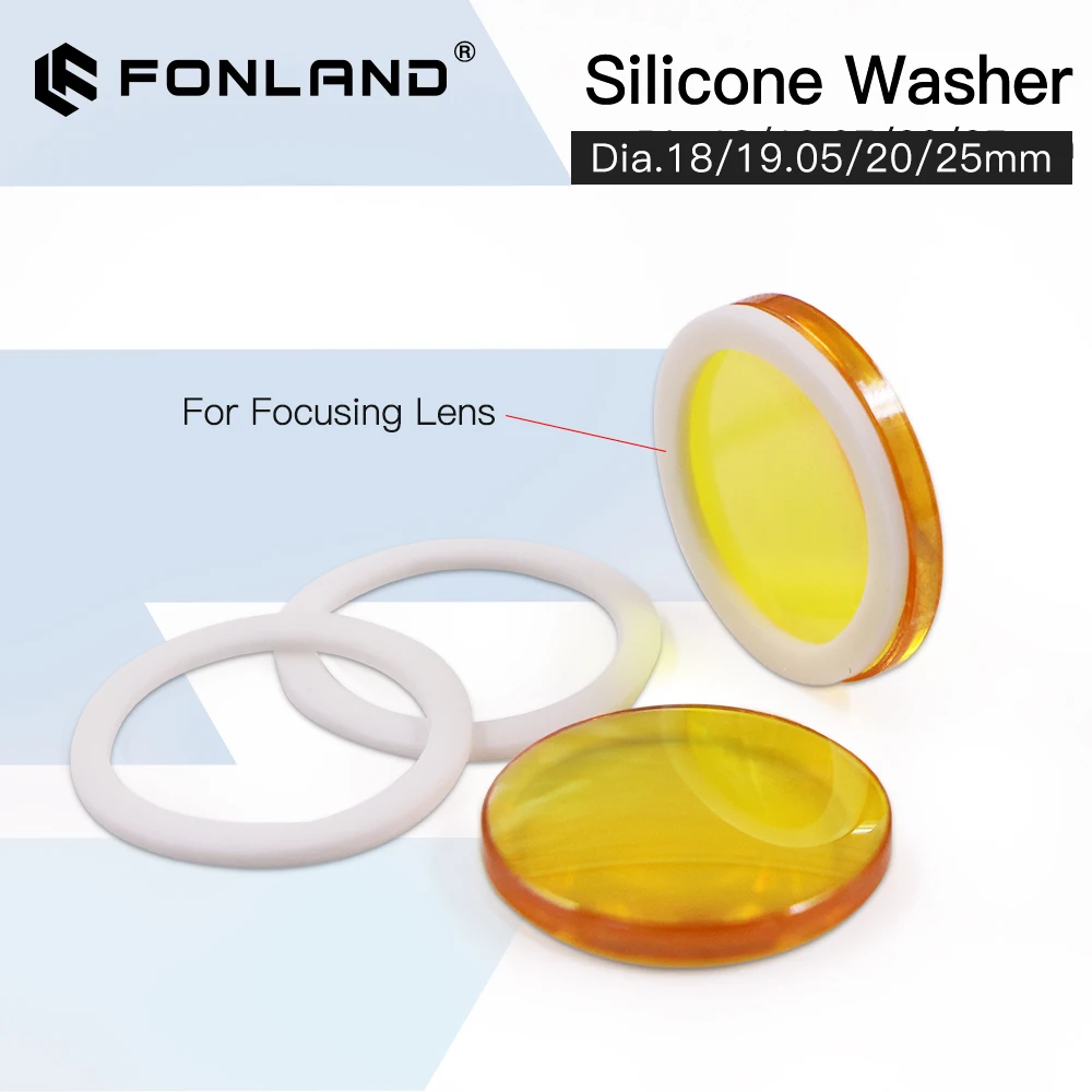 Fonland lentes de foco arruela de silicone dia.18 19.05 20 25mm juntas protetoras de material para espelhos de lente de foco a laser co2