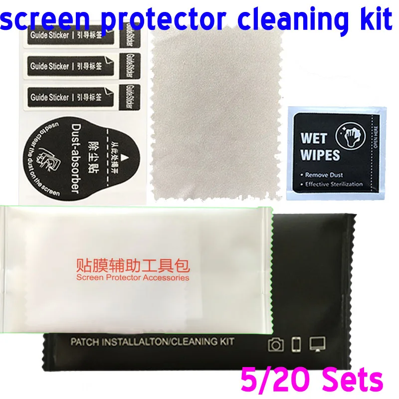 Wet Dry Wipes Cleaning Cloths Dust Sticker Tools Pack For Tempered Glass Screen Protector Guard Film For Watch Phones Tablet
