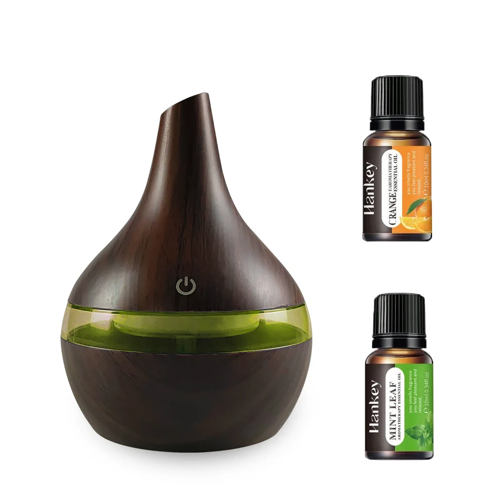 

Диффузор для дома, стильный увлажнитель с древесным зерном для офиса и дома, 300 мл, прохладный диффузор с питанием от USB и 2 эфирными маслами