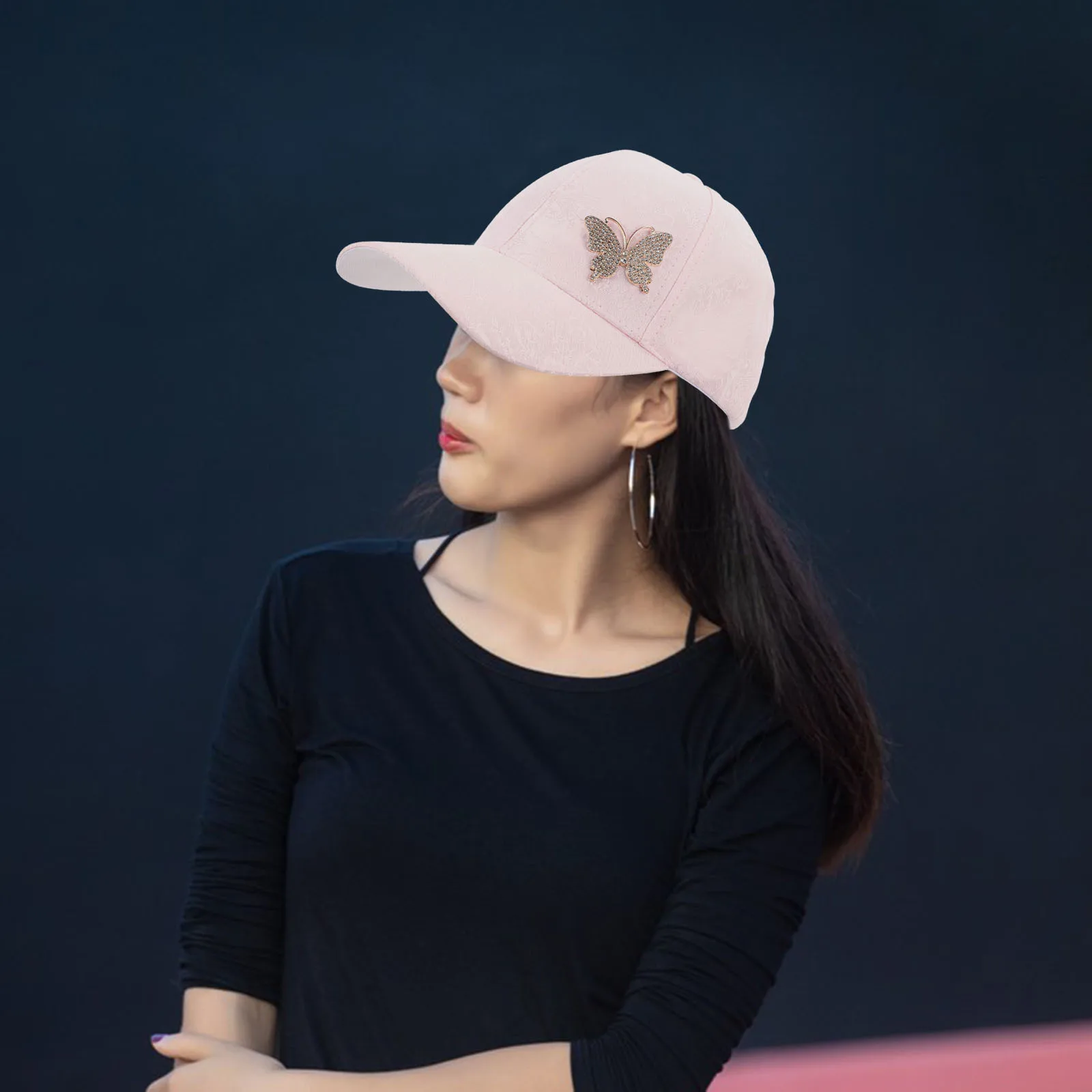 

Rhinestone Butterfly Baseball Hat Stylish Breathable Summer Cap Outdoor Sports Sunshade Running Baseball Cap for Women