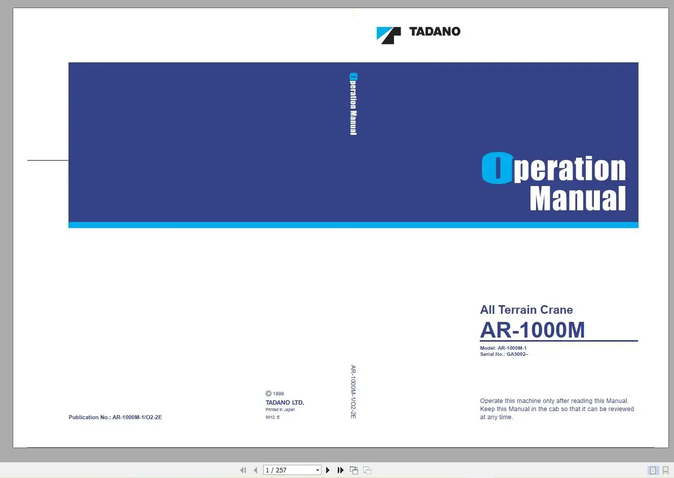 Tadano Mobile Crane 13.5 GB PDF DVD Updated 03.2022 Operator & Maintenance Manual