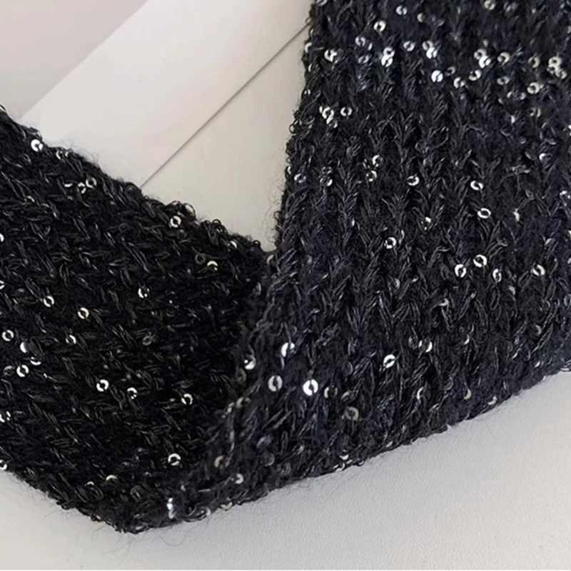 Glittering Sequined Scarf for Female All Matching Skinny Scarf Spring Photo Scarf Pilling Resistant Street Neckwrap DXAA