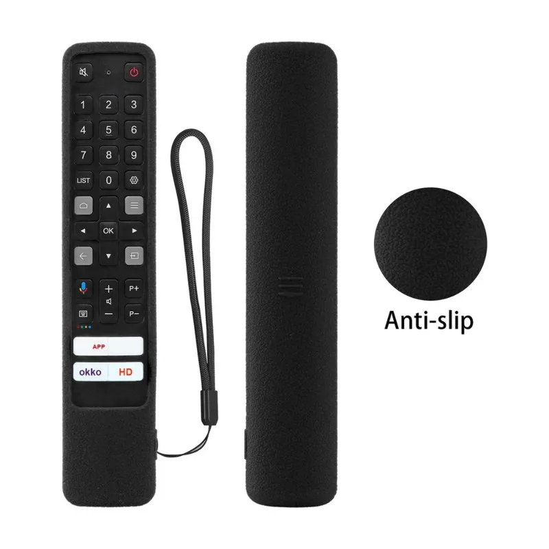 GIGI Silicone Remote Control Cover For TCL For RC901V FMR7 FMR5 FMRD FMR1 TV Models-Shock-Resistant Case Black