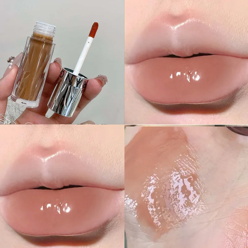 Brillo de labios de vidrio de 6 colores, tinte de gelatina hidratante, acabado de alto brillo, no pegajoso para uso diario, maquillaje de labios regordetes, citas para fiestas en la oficina