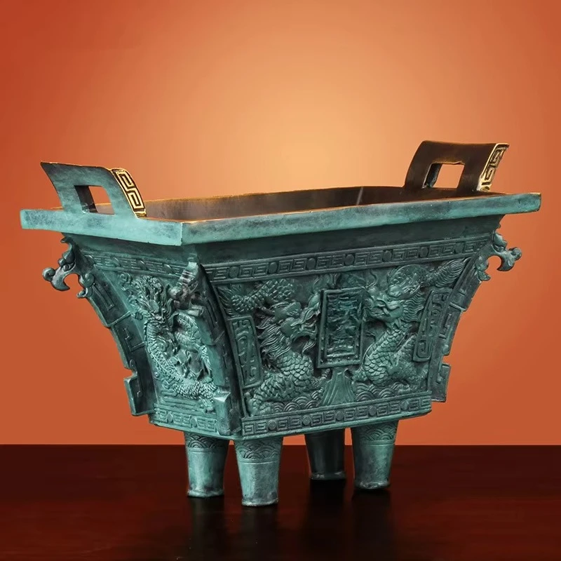 Office Feng Shui Business Lucky Decoration, Chinese Bronze Tripod Fortune Feng Shui