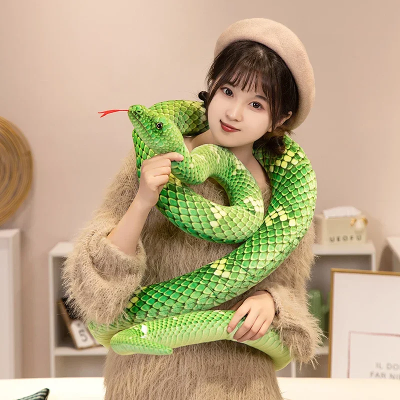 70-280cm Kawaii Snake Plush Toys Pit Viper Realistic Stuffed Cobra Animal Soft Cotton Cuddly Doll Python Birthday Gifts for Boys