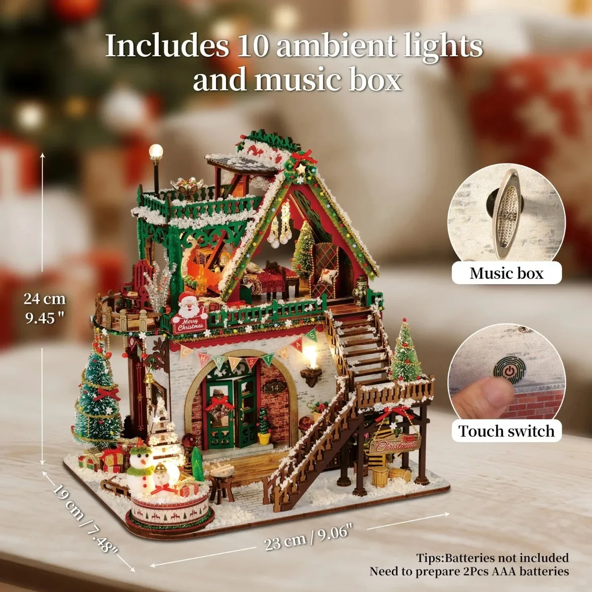 DIY Miniature House Kit Christmas Cottage Wooden Dollhouse 3D Puzzle Craft Model for Adult Teens Holiday Home Decor Gift Set DIY