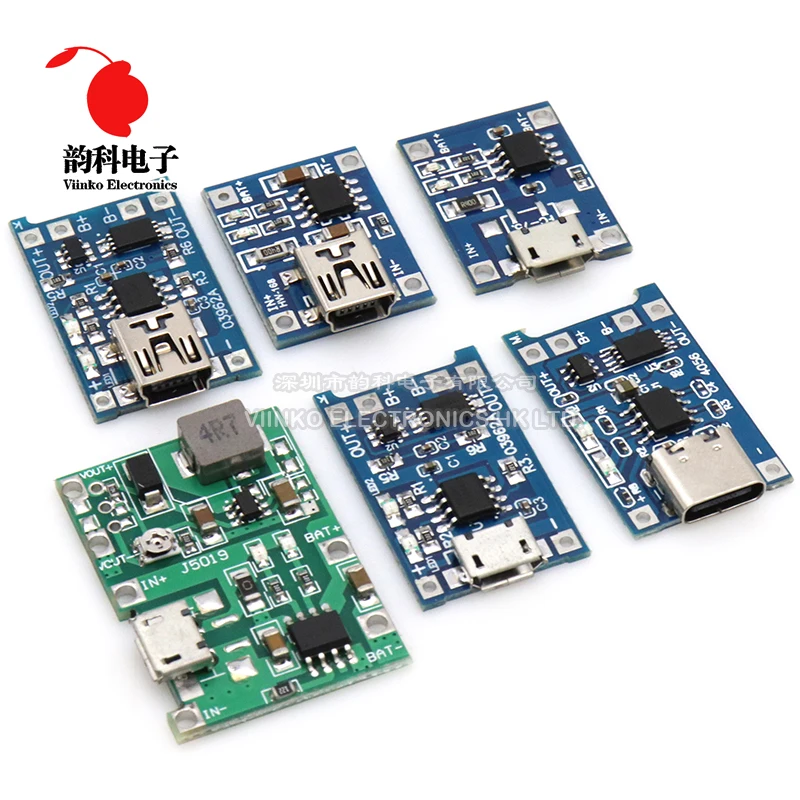 5V 1A Micro/Type-c/ MINI 18650 TP4056ชาร์จแบตเตอรี่ลิเธียมโมดูลชาร์จบอร์ดที่มีการป้องกันฟังก์ชั่นคู่ Li-ion