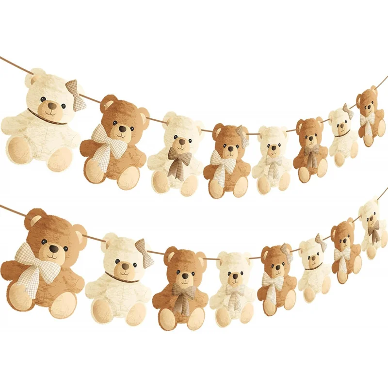 Wir Können Es Fast Nicht Erwarten Baby-Shower Banner & Girlanden-Dekorationen - Teddybär-Thema für Gender-Reveal-Party