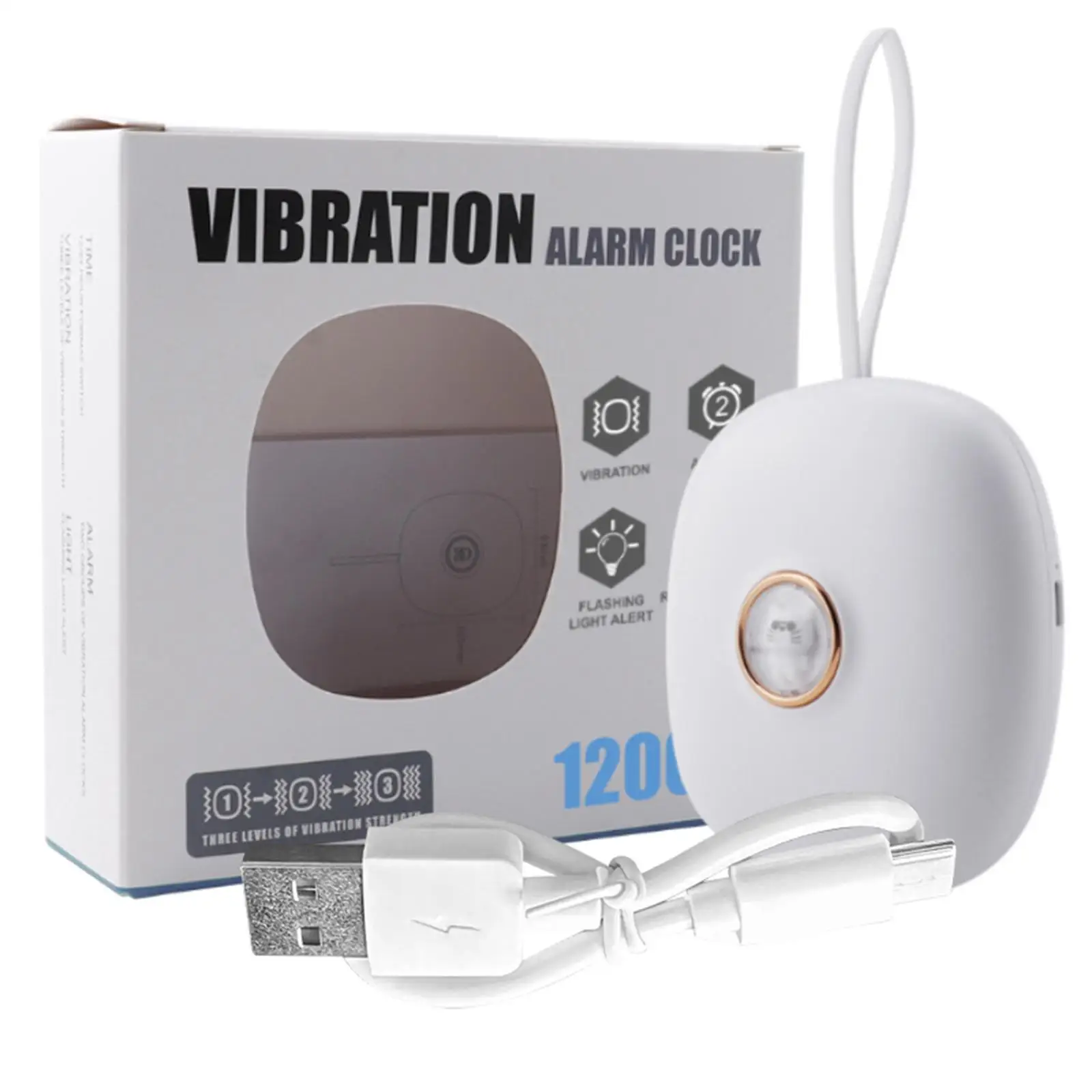 Rechargeable LED Digital Desk Alarm Clock with Vibrating Bed Shaker for Heavy Sleepers Adjustable Vibration Intensity One Key