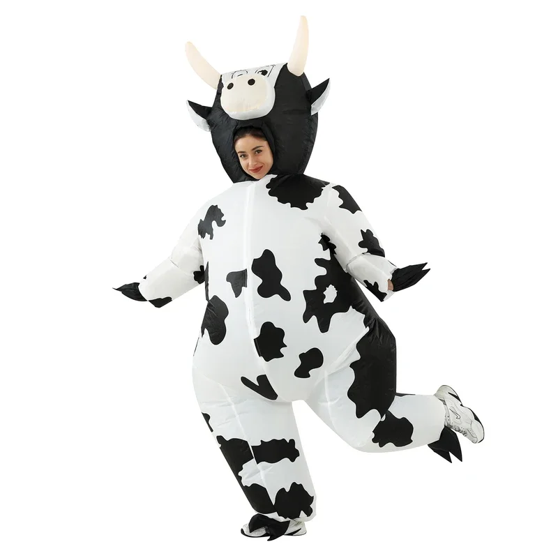 Woman Cow Inflatable Costume Funny Animal Cosplay Clothes for Man Party Show Grow Up Suit Thanksgiving Day Holiday Fancy Dress