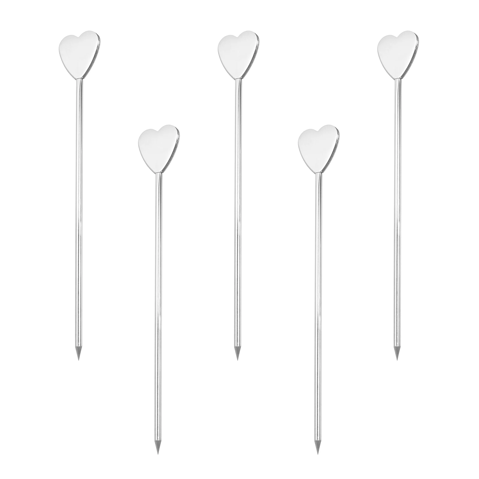 

10pcs Metal Cocktail Picks Food Fruit Toothpicks Food Sticks Heart Shape Drink Picks Party Decorative Skewer