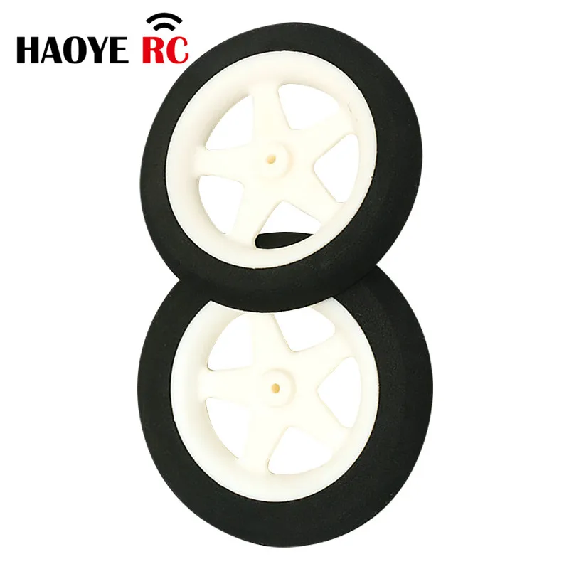 HY 2Pcs Dia 55mm/60mm/76mm Landing Gear Light Foam Sponge Wheels 5 Spoke Miniature Tire for RC Aircraft Model Replacement Parts