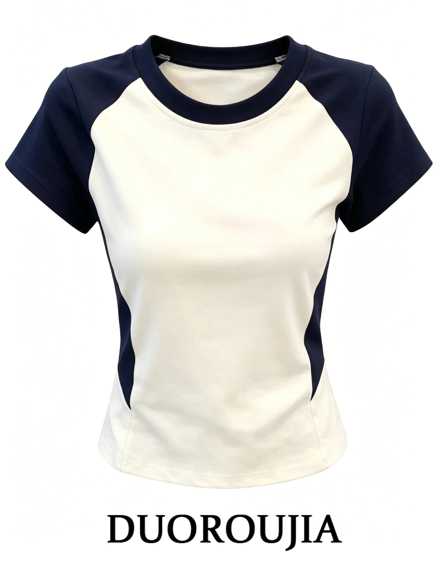 

plus Size round Neck Short Sleeve T-Shirt Women Summer Slimming Versatile Korean Style Printed High Waist Fit for All Body Types