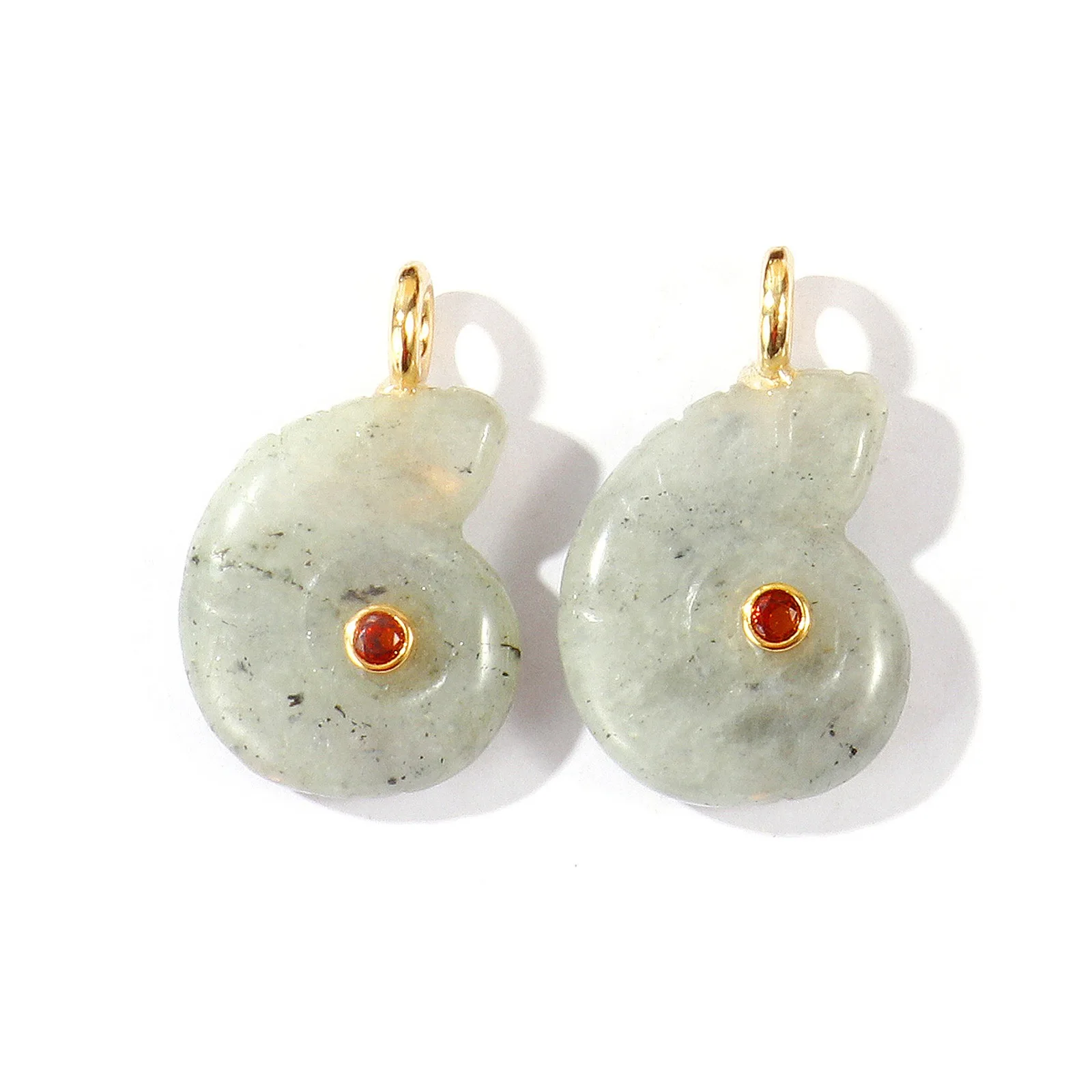 2pcs Charms Ocean Conch/ Sea Snail Multicolor Stone Brass 18K Gold Plated Pendants DIY Necklace Earrings Jewelry Making26mmx21mm