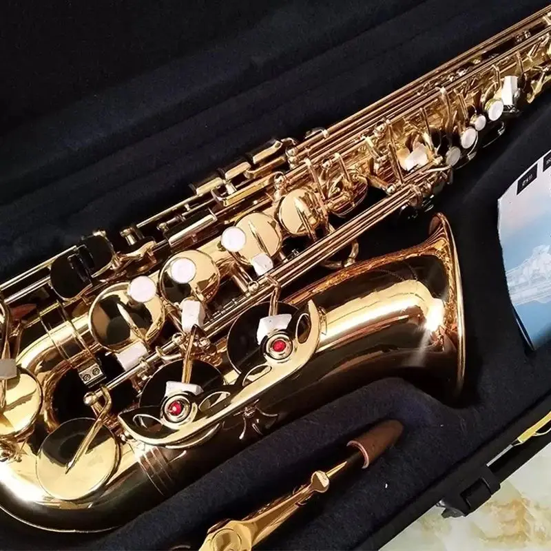 Gold 875 original one than the same structure professional alto saxophone drop E tone brass gold-plated shell button Alto sax