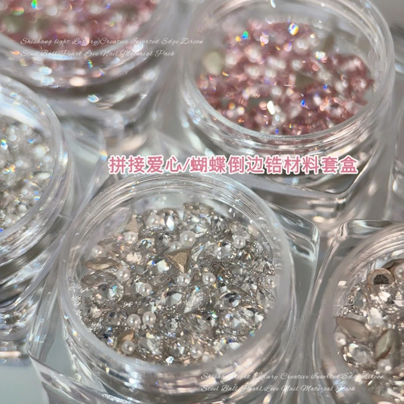 Waterdruppel Hart Vlinder Steentjes Splicing Crystal Omgekeerde Rand Zirkoon Boor Nail Art Decoraties Accessoires Manicure