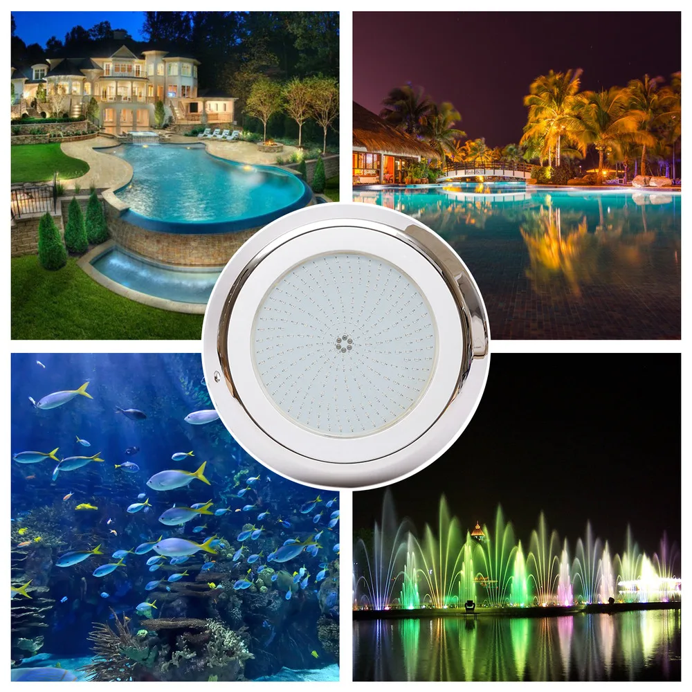 

Bymaocar Stainess 18W AC 12V LED Swimming Pool Lights Filled with Resin RGB Multi-color Fitting to Standard Pool Waterproof IP68
