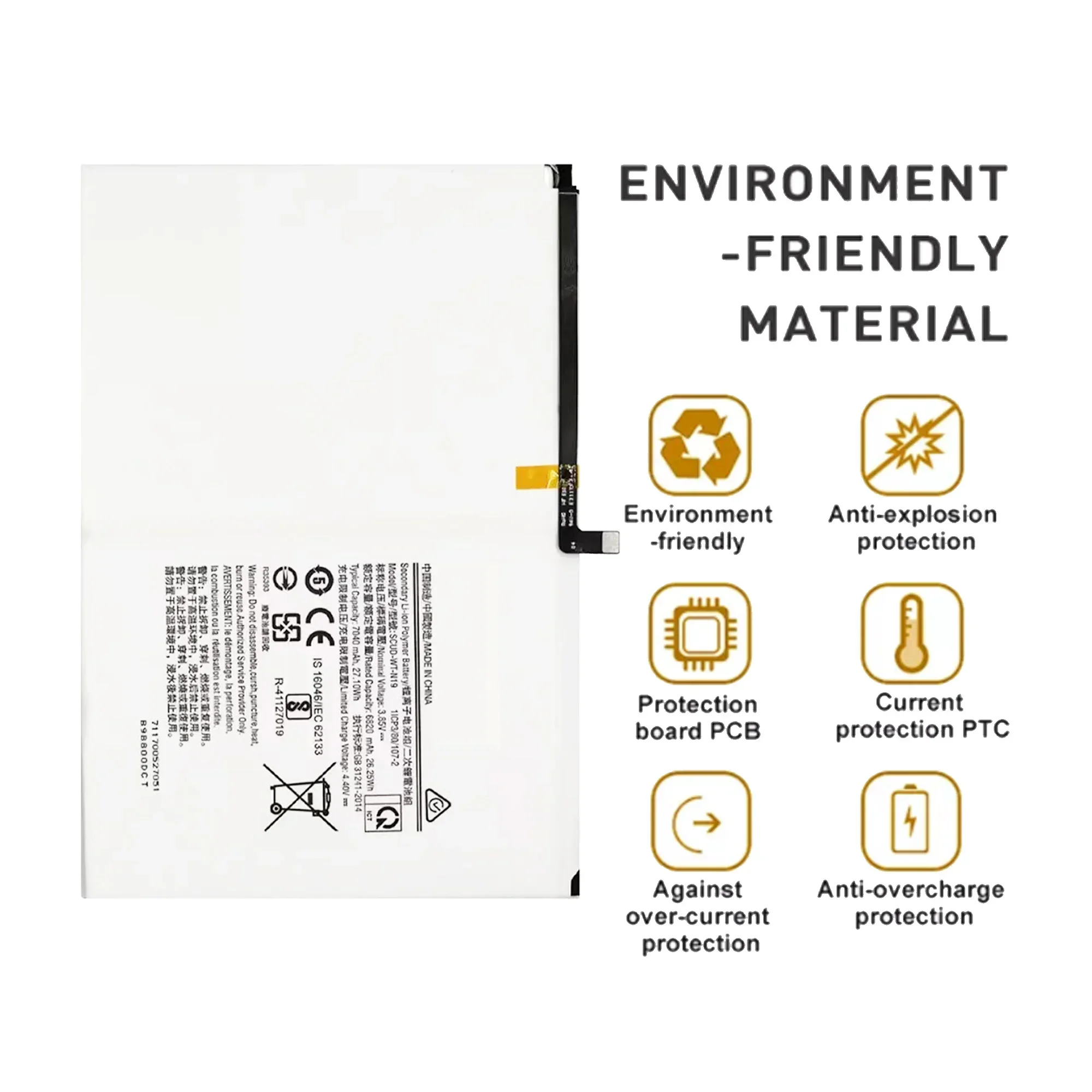 New Replacement Battery SCUD-WT-N19 For Samsung Galaxy Tab A7 T500 T505C Tablet Battery 6820mAh