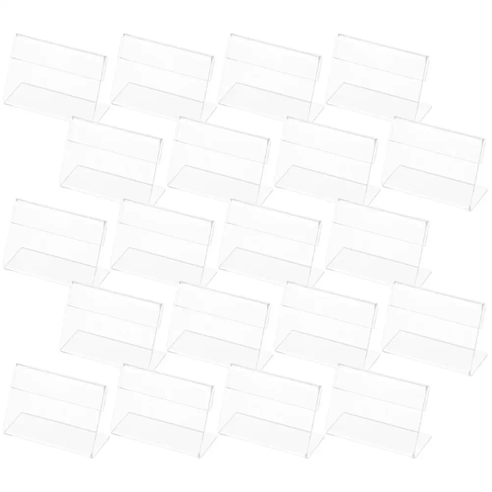 

25 Pcs Transparent Acrylic Table Stands for Display Sign Holders L Bracket Tilt Stand Fits Paper Cards Menus Price Tags Signs
