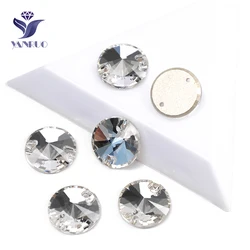 YANRUO 3200 Round AAAAA Crystal Clear Sew On Rhinestone Beads Sew On Stones Spacer buttons for Garment Jewelry