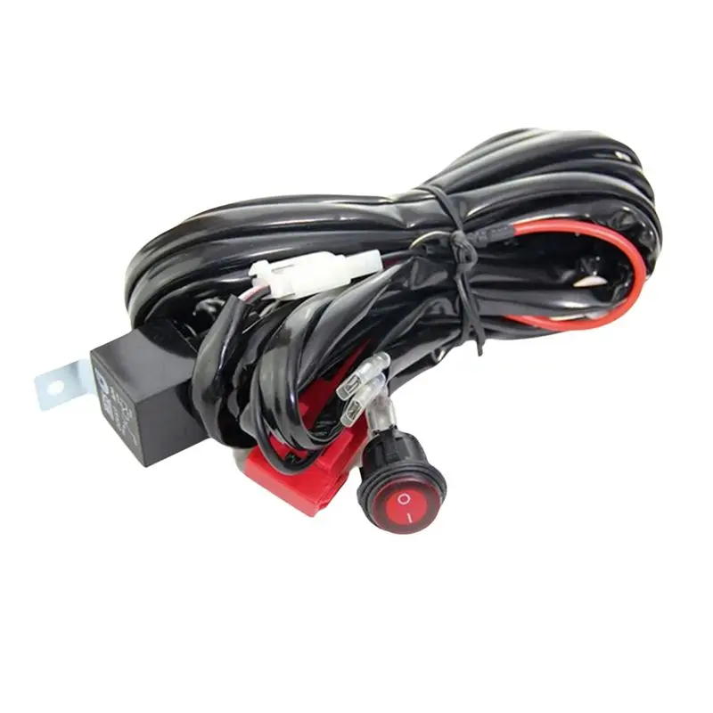 Professional Motorcycle 300W LED Light Bar Wire Harness 12V 40A Light Bar Wire Harness Waterproof On/Off Switch Round Switch