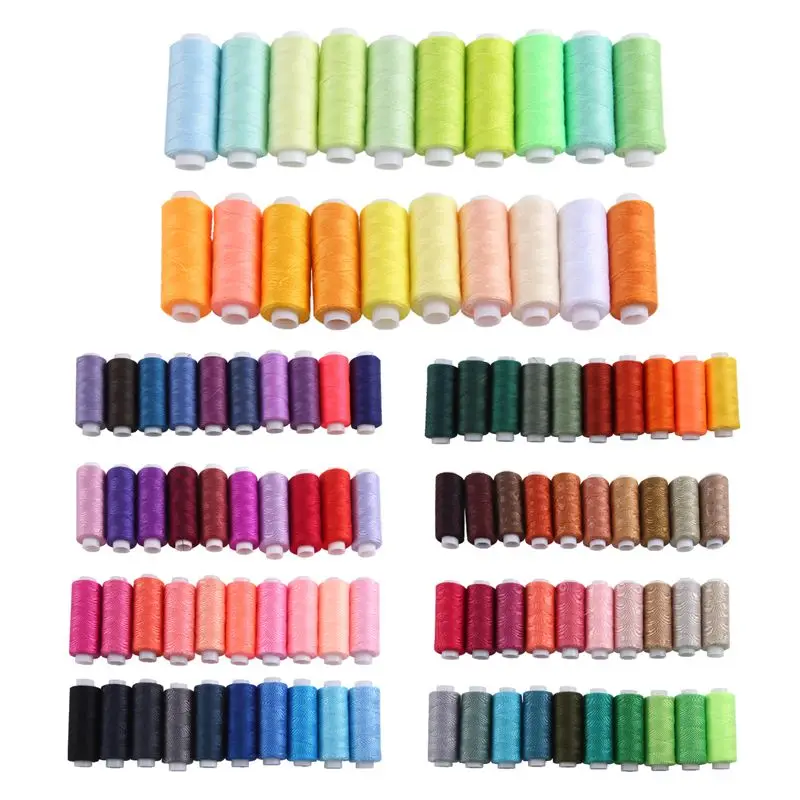 AA94-Sewing Thread Set 100 Colour 250Yd Each Spool Polyester Thread Kit For Hand Or Machine Sewing